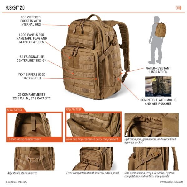 5.11 56564 Σακίδιο RUSH 24 ™ 2.0 MULTICAM® BACKPACK 37L