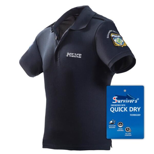 Μπλουζάκι Polo Quick Dry με κέντημα Survivors μονόχρωμο Αστυνομίας