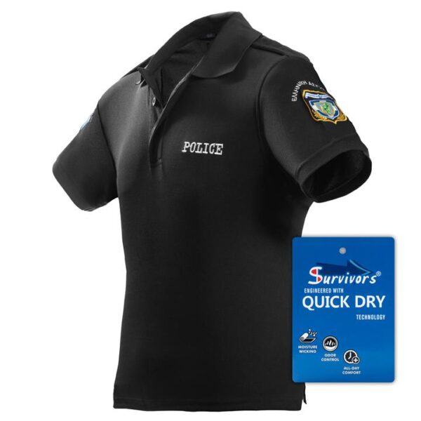 Μπλουζάκι Polo Quick Dry με κέντημα Survivors μονόχρωμο Αστυνομίας