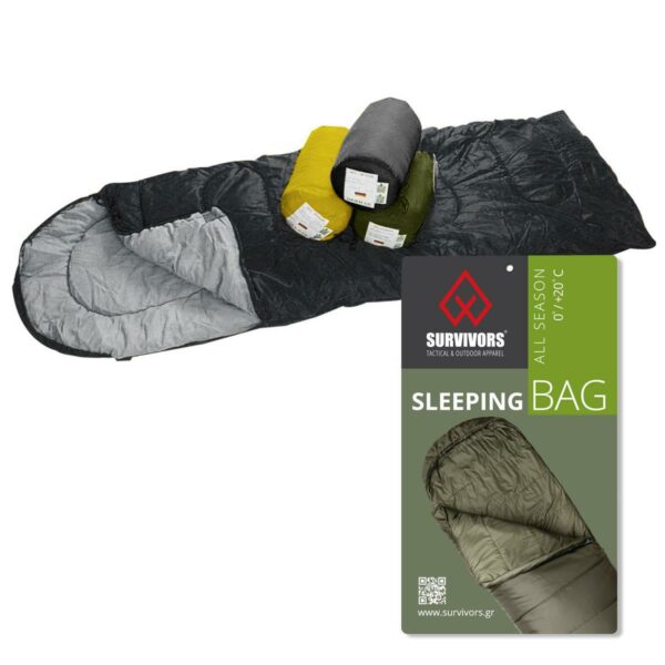 Υπνόσακος All Season 0/+20 °C ( 200gr ) Survivors Μαύρο