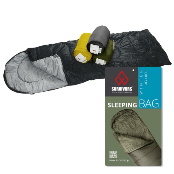 Υπνόσακος Winter -8/+10 °C ( 400gr ) Survivors Μαύρο
