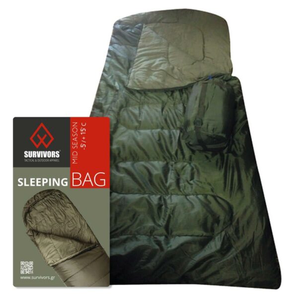Υπνόσακος Mid Season -5/+15 °C ( 350gr ) Survivors Λαδί